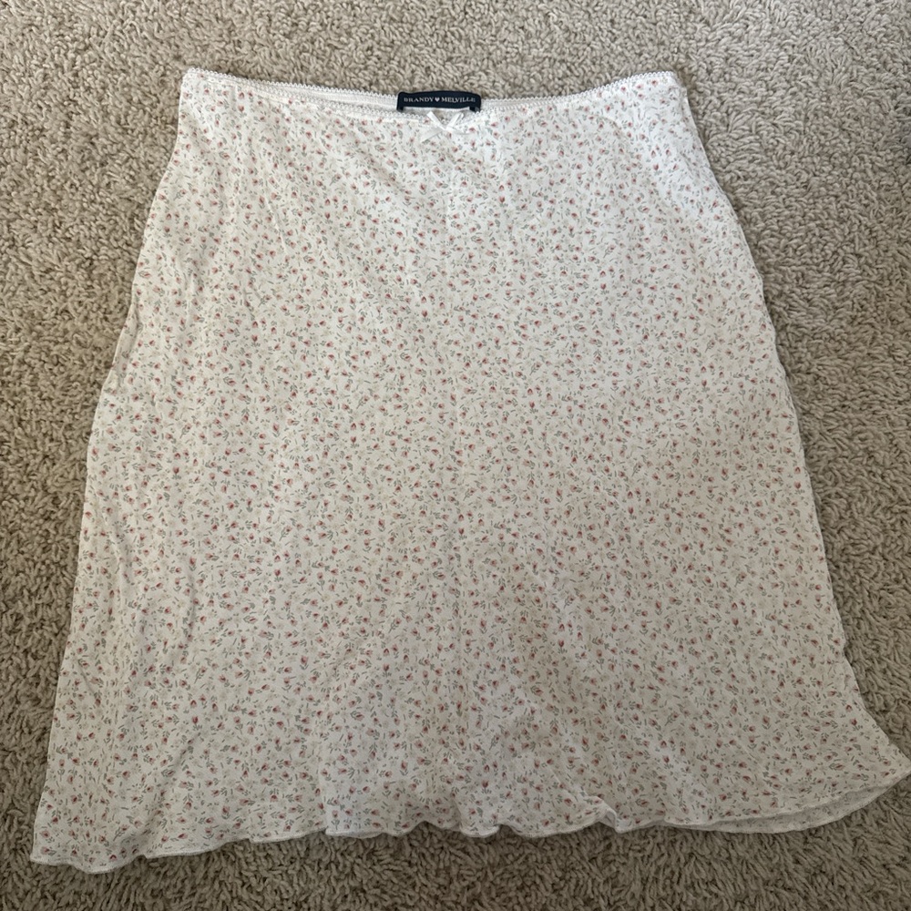 Brandy Melville White Floral Skirt